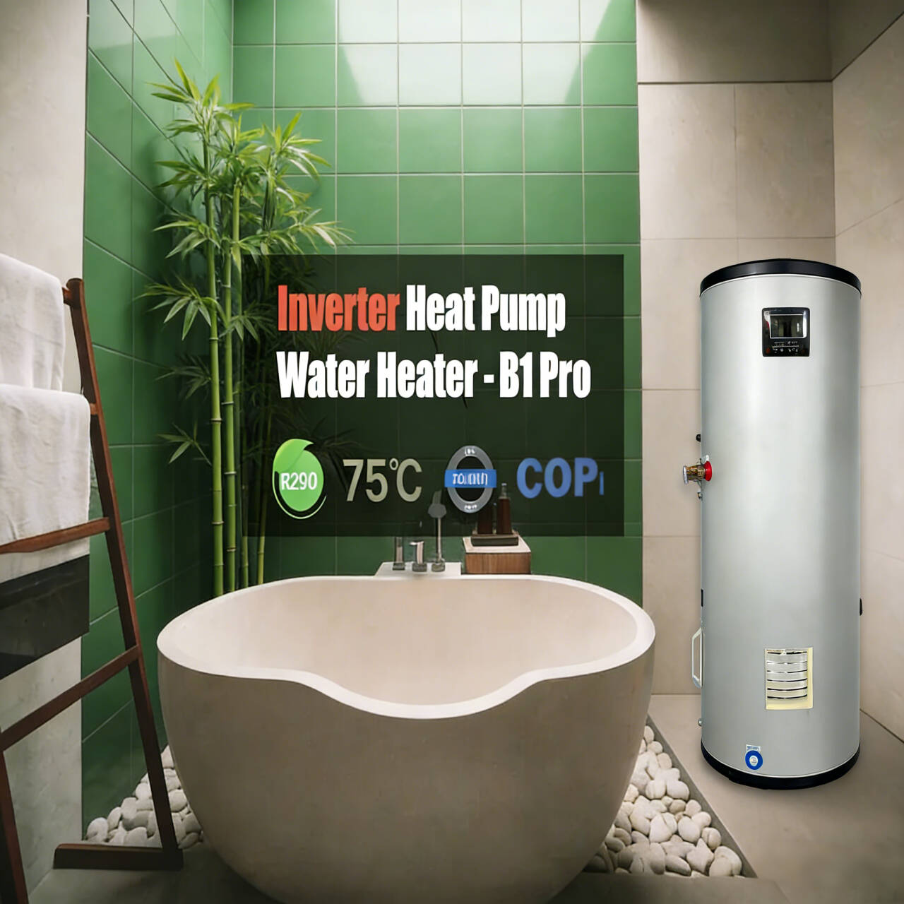 Home Bathroom Water Heater - Универсальный тепловой насос-водонагреватель 200 л, накопительного