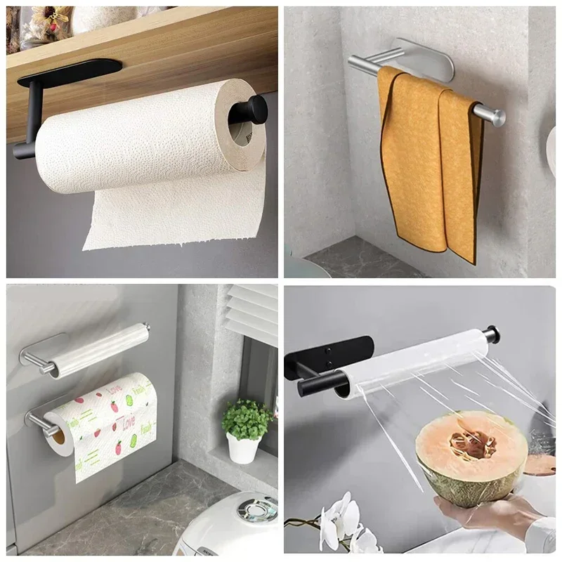 Home Bathroom Paper Towel Holder - Черный самоклеящийся держатель для туалетной бумаги,