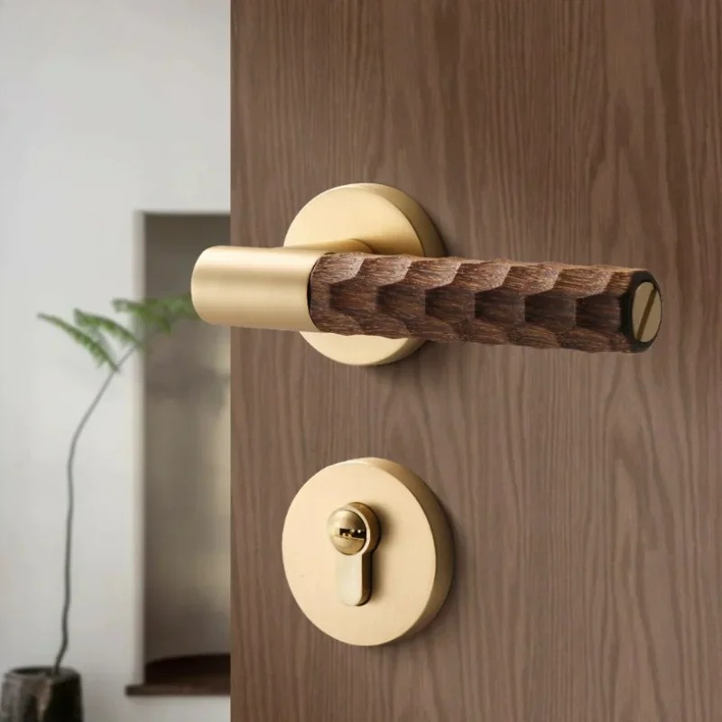 Home Bathroom Lock - Деревянная дверная ручка, цинковый бесшумный замок,