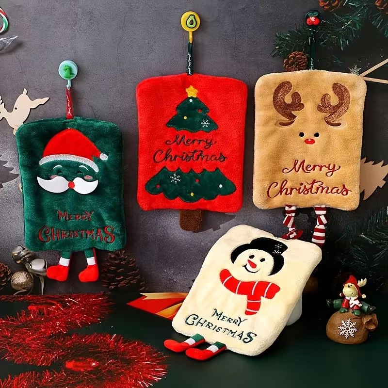 Home Bathroom Towels - Рождественское подвесное полотенце для рук из